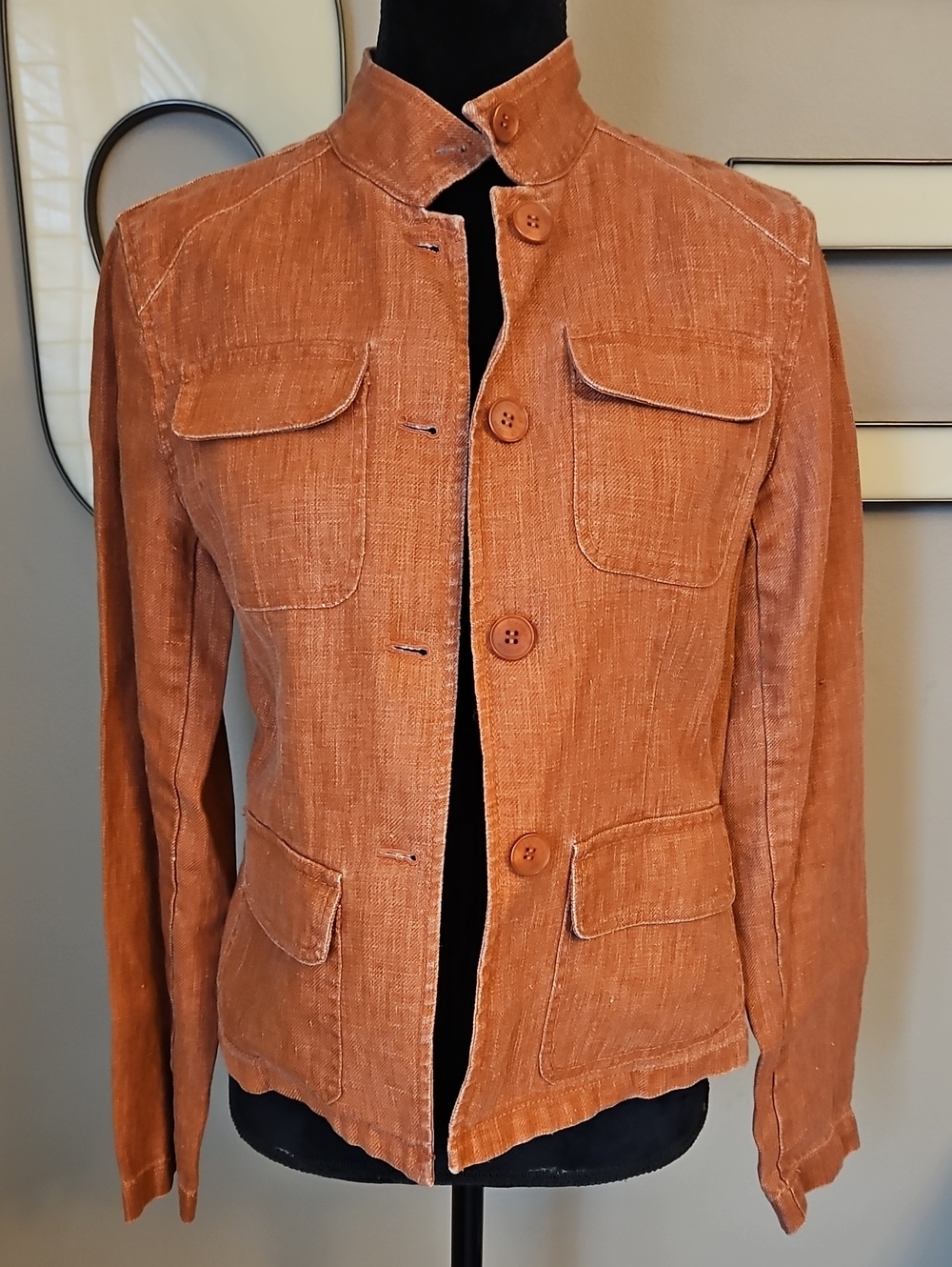 Kenneth Cole Reaction Rust Orange Button-Front Blazer Jacket